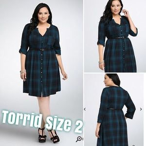 Plaid Button Front Shirt Dress